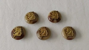 RALPH LAUREN Replacement buttons 5 Equestrian Horse Brass Tone center sz 1 in - Picture 1 of 3