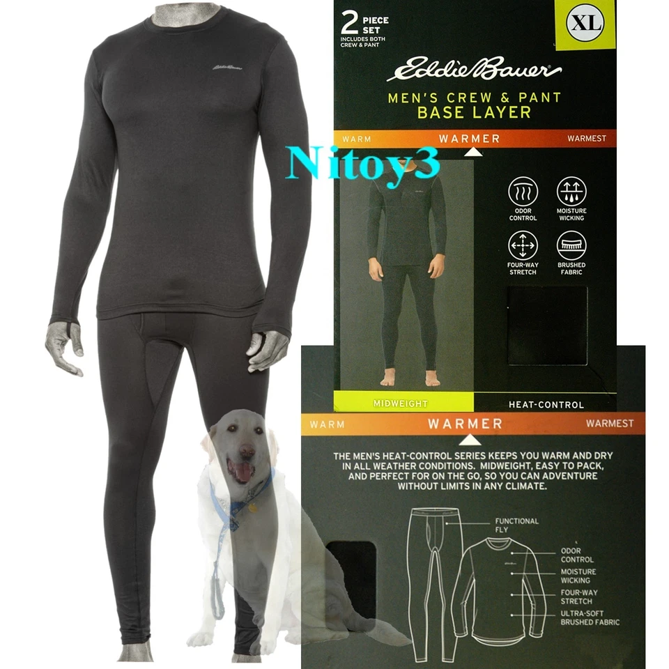 Eddie Bauer  Heat Control Base Layer Set Midweight Long T-Shirt/Pants Men XL - Image 1 of 1
