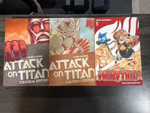 Manga Lot Attack On Titan Colossal Edition 1&4 Fairytail Master Vol 1 Kodansha - Picture 1 of 8