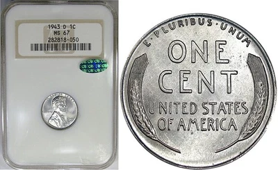1943-D 1C NGC / CAC MS67 "FATTY" STEEL CENT ~ GORGEOUS HIGH-END GEM! - Image 1 of 4