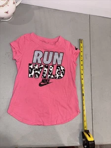 Nike Tee Girls Graphic Short Sleeve Shirt Pink Run Wild Cheetah print 6x-7 - Picture 1 of 6