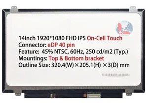 A+  14 FHD IPS LCD Touch Screen for Lenovo ThinkPad T480 20L5000VUS NV140FHM-T00 - Picture 1 of 10