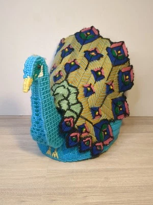 Crochetes COUNTRY Doorstop Decor Crochet Peacock PATTERN Heavy Colorful  - Image 1 of 4