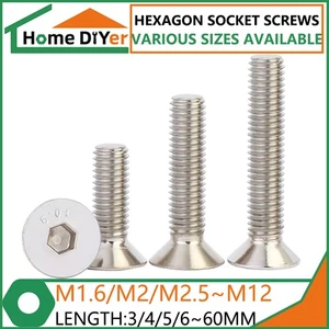 10.9 Alloy Steel Hexagon Socket Countersunk Head Screws M1.6/M2/M2.5/M3/M4~M12 - Picture 1 of 9
