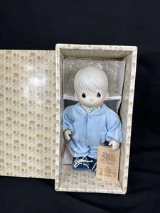 Vintage 1984 Precious Moments Timmy 12" Porcelain Doll Blue Jogging Outfit - Picture 1 of 4