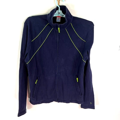 Chaqueta polar con cremallera Danskin Now para mujer talla 12/14 azul verde rayas bolsillos Foto 1 de 4