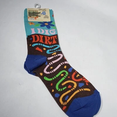 Calcetines BlueQ I Dig Dirt para mujer jardinería gusanos novedad humor talla 5-10 nuevos con etiquetas Foto 1 de 4