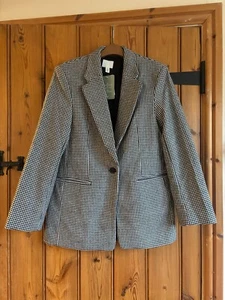 Brand new H&M black and white houndstooth blazer, Size XS - Picture 1 of 6