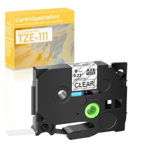 1PK Compatible para Brother PT-E800W 1100 TZ TZE-111 Máquina de Cinta de Etiqueta Transparente 1/4" - Imagen 1 de 9