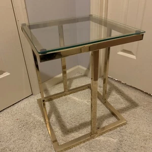 Vtg Modern 1970-80s Gold Chrome Color Milo Baughman Era Accent Table Stand - Picture 1 of 12