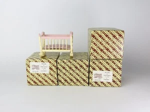 Vintage Dollhouse Furniture Concord Miniatures Wooden Cradle 1:12 Nursery Lot - Picture 1 of 5