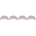  4 Pieces Bridal Crown for Girls Headdress Rhinestone Wedding Tiara Hair