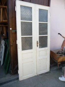 6439. Alte Biedermeier Tür Haustür Holz Türe Glastür 250 x 130 cm - Bild 1 von 7