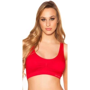 Damen Sport BH gepolstert Stretch Sportswear Rot #T1571 - Picture 1 of 18