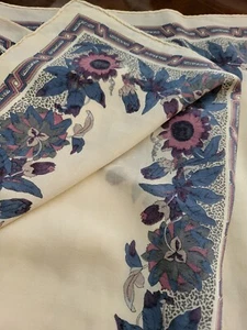 Signed Ginnie Johansen silk scarf Fauna Floral Pink, Blue Ivory Approx 33" Squar - Picture 1 of 7