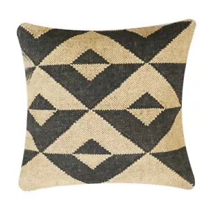 Indian Jute Kilim Cushion Cover Throw Pillow 18" Square Home Decor Handmade WooL - Picture 1 of 2