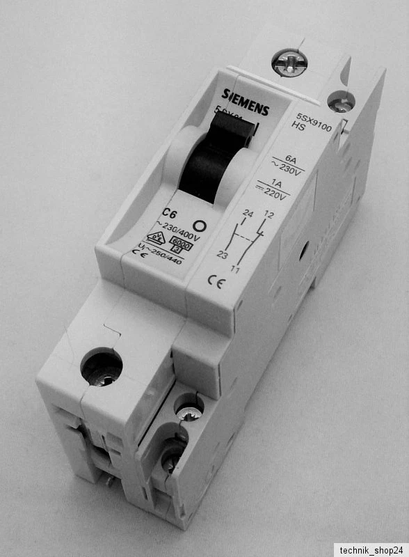 SIEMENS 5SX21 + 5SX9100HS C6 Circuit Breaker + Auxiliary Switch - Image 1 of 1