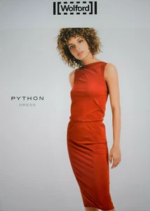 $375 WOLFORD *PYTHON* Red Rust SLEVELESS STRETCH TUBE Dress M - Picture 1 of 9