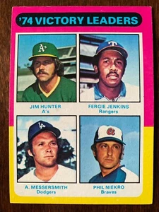 1975 Topps Baseball #310 Hunter Jenkins Messersmith Niekro Victory Leaders NRMT - Bild 1 von 2