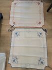 2 Charming Vintage Card Table Hand Embroidered Tablecloth With Ties Card Game