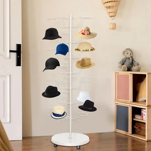 Rotating Hat Display Rack Free Standing Metal Floor Caps Headwear Stand 7 Tier - Picture 1 of 9