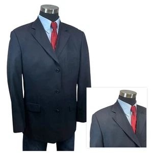 42R Alan Flusser Black or Very Dark Navy Suit Jacket Sport Coat Blazer 3 Button - Picture 1 of 19