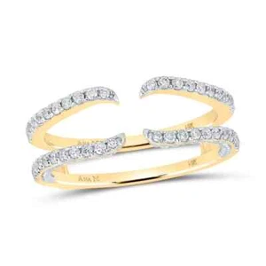 14k Yellow Gold Womens Round Diamond Wrap Ring Guard Enhancer 1/2 Cttw - Picture 1 of 1