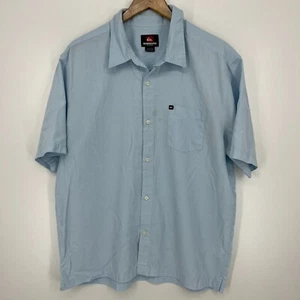 Quiksilver Short Sleeve Button Shirt Men's XL Light Blue Pocket Logo Vtg Y2K - Picture 1 of 10