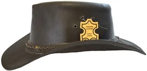 Nuevo Tachonado Marrón Cuero Real Aussie Estilo Occidental Vaquero Bush Sombrero Rodeo Niña - Imagen 1 de 3
