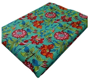 100% Cotton Fabric Hippie Floral Sanganeri Printed Fabric Craft Sewing Cotton - Picture 1 of 5
