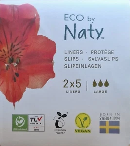 10 Eco By Naty Slipeinlagen LARGE PFLANZLICH Kompostierbar VEGAN Bio Parfümfrei - Bild 1 von 5
