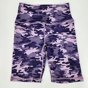 New ZIIIIIZ Womens Small High Waist Purple Camo Biker Shorts Yoga Gym Activewear - Picture 1 of 12