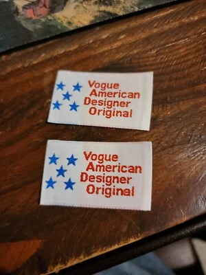 Vogue American Designer Original Sew-In Labels Tags Lot of 2 Vintage UNUSED - Image 1 of 4