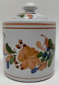 Vtg 3.75" x 2.75" Earthenware Ceramic Painted Sugar Bowl Marmalade Pot W/Lid - Picture 1 of 15