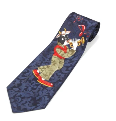 Musical Bull playing Horn 乐器 Concert Jazz 男式领带 — 第 1/3 张图片