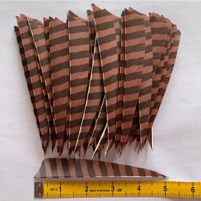 50PCS 5inch Striped Brown Shield Vanes Fletches Feathers Fletching RW LW - Image 1 of 4