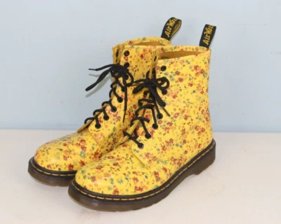 Women's  Dr. Martens 1460 Flower Yellow Boots,  10(U.S.) - Image 1 of 4