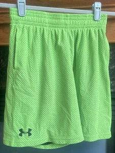 Under Armour Heat Gear Mesh Boys Neon Green Athletic Shorts Size Youth Large - Picture 1 of 10