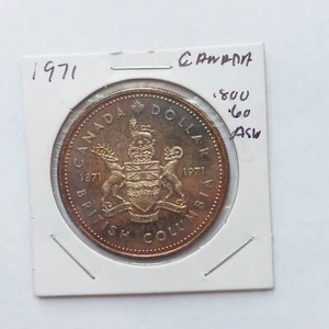50% Silbermünze British Columbia Canada Dollar 1971 0,3750 Oz - getönt - Bild 1 von 4