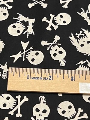 Tecido 100% algodão Dear Stella After Dark Sabbath Rock Skulls por jarda #1710 - Imagem 1 de 4