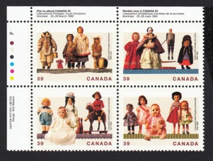 DOLLS = Full set = SET of 4 different stamps = Canada 1990 #1277a MNH UL PB - Bild 1 von 1