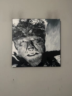 The Wolf Man Classic Horror Art 18" x 18" Pop Art Painting Chris Cargill - Image 1 of 4