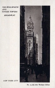 NEW YORK CITY - The Woolworth And Singer Towers Broadway Postcard - Picture 1 of 2