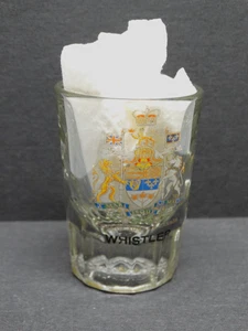 Vintage Canada Coat of Arms Whistler Heavy Thick Shot Glass A Mari Usque Ad Mare - Picture 1 of 8