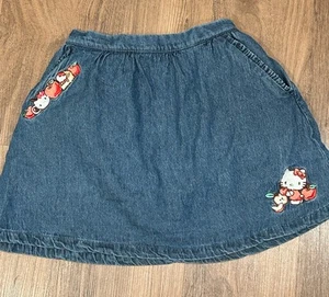 Hello Kitty Girl’s Denim Skort Elactic Back Embroidered Hello Kitty Size 5 - Picture 1 of 6