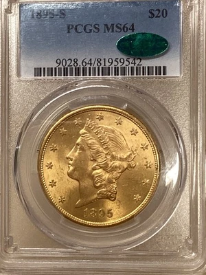 1895S $20 золотой Liberty двойной орел PCGS MS 64 CAC видео драгоценный камень 💎 - Изображение 1 из 4