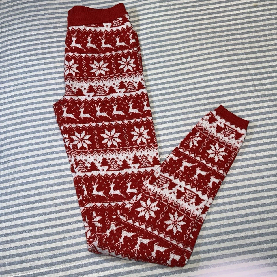 Mossimo Supply Co Rojo Blanco Tejido Navidad Leggings Pequeños  Foto 1 de 4