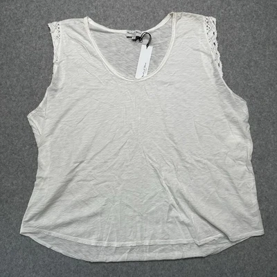 Michael Stars Los Angeles Top Blouse Crochet Lace Cap Short Sleeve White Plus 3X - Image 1 of 4