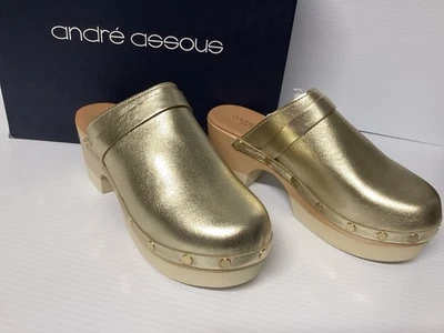 Zueco para mujer Andre Assous Olivia blanco/dorado talla 7 nuevo Foto 1 de 4