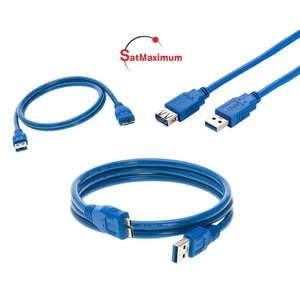 USB 3.0 Extension Cable Blue AM to AF Super Speed EXT Cord 3-15ft Multi-Pack LOT - Picture 1 of 17